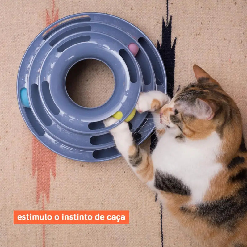 Kit Gatos com Torre de Bolinhas, Tapete & Escova Catnip