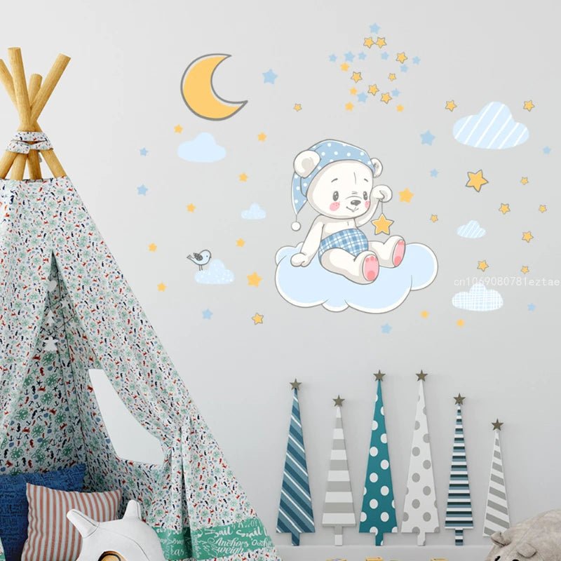 Adesivo Cartoon Bear para Quarto Infantil (Acende no escuro)